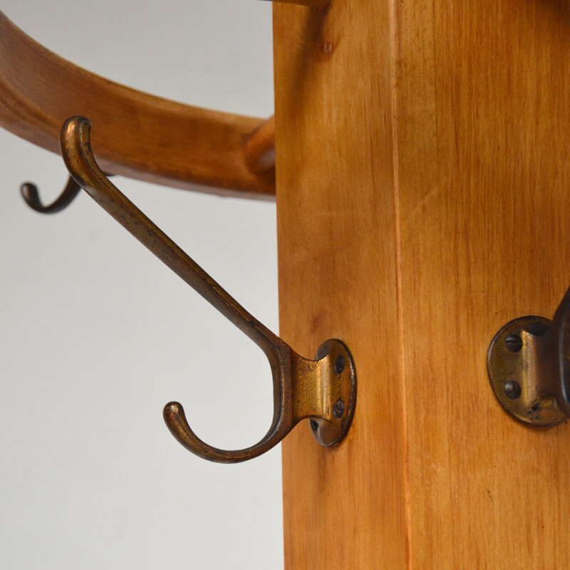 Vintage French coat rack in wood