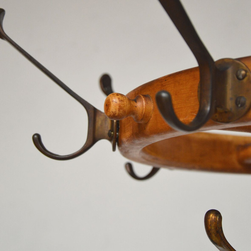 Vintage French coat rack in wood