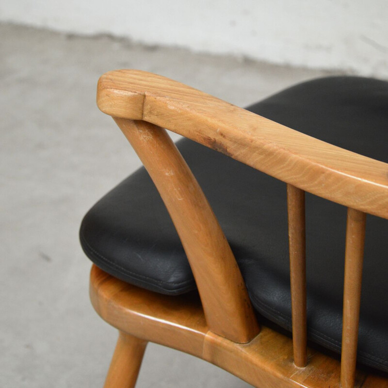 Vintage Scandinavian armchair in elm wood
