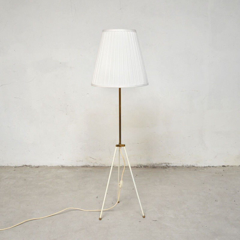 Vintage Scandinavian white tripod floor lamp