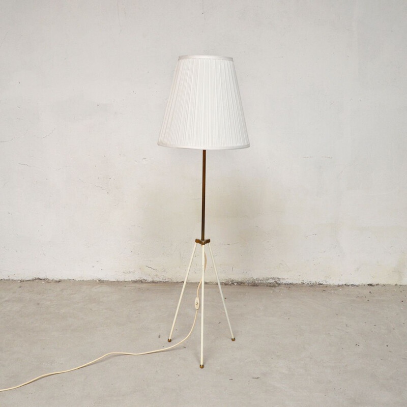 Vintage Scandinavian white tripod floor lamp