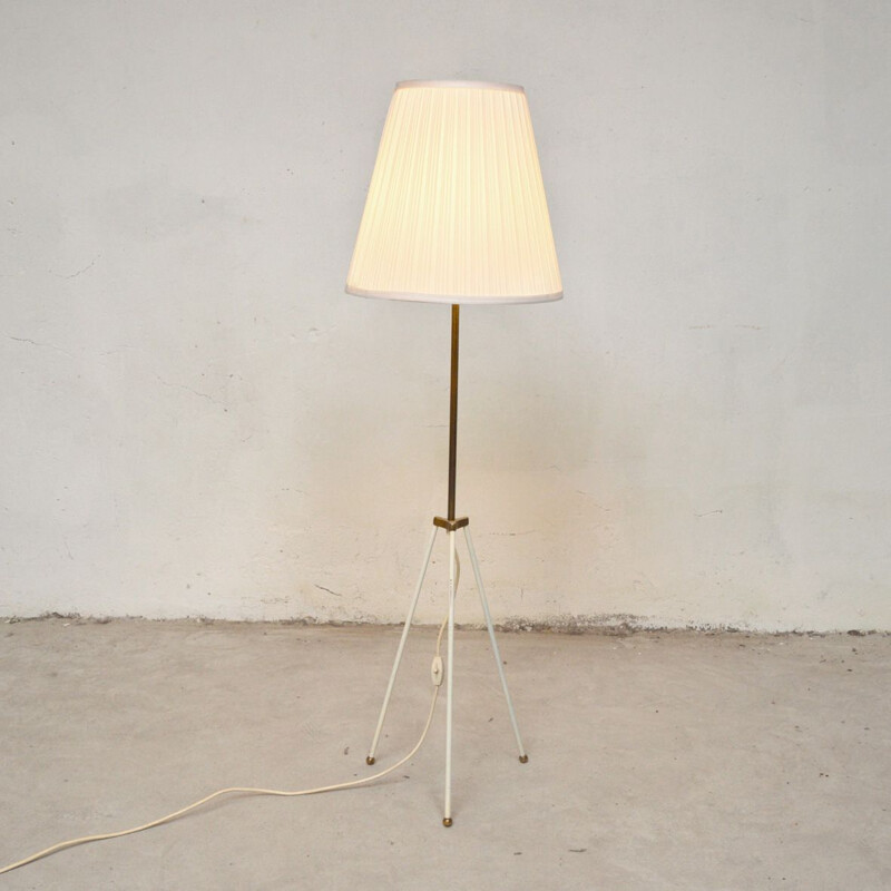 Vintage Scandinavian white tripod floor lamp