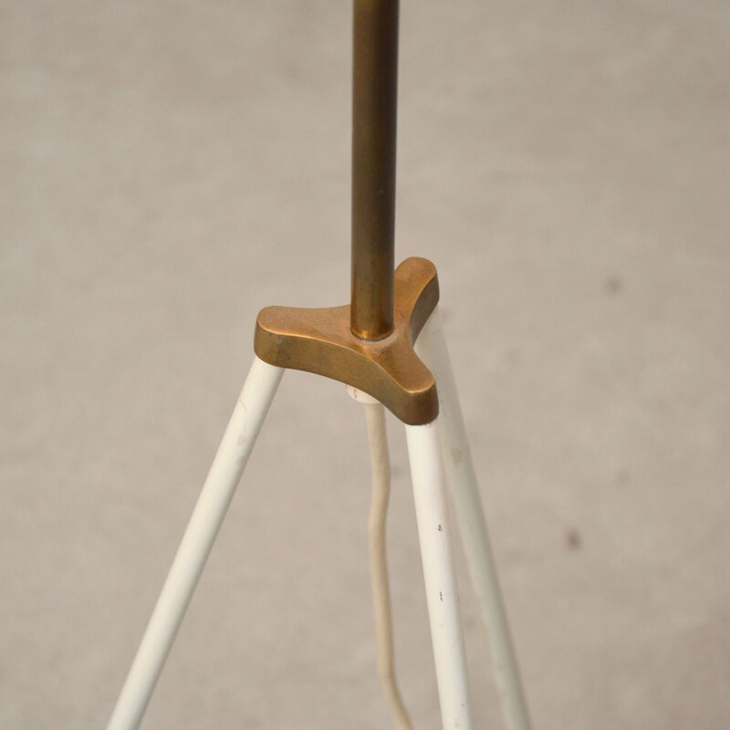 Vintage Scandinavian white tripod floor lamp