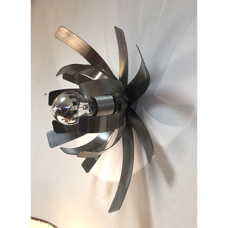 Vintage Belgian wall lamp "flower" in steel by Michel Boyer