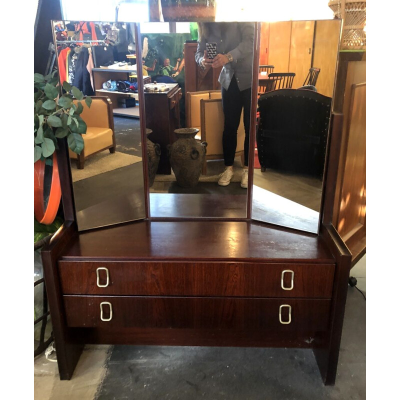 Coiffeuse vintage français avec tabouret 