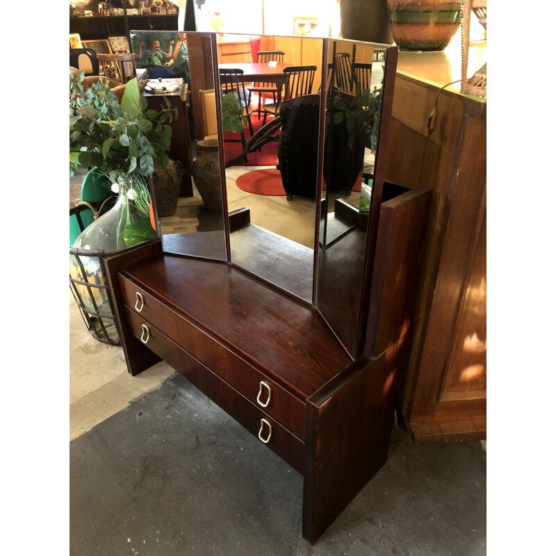 Coiffeuse vintage français avec tabouret 