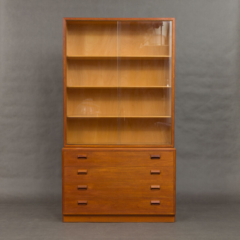 Vintage bookcase in teak and glass by Borge Mogensen