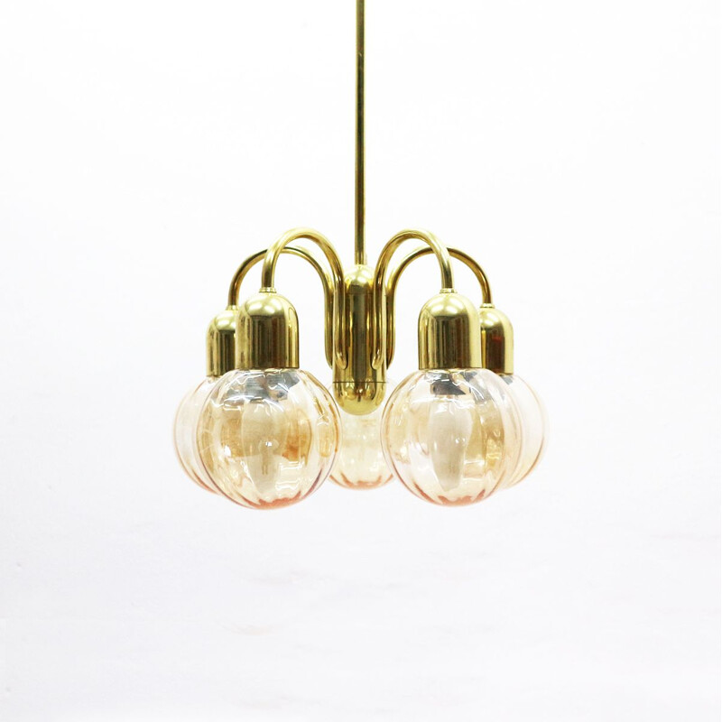 Vintage brass chandelier by Kaiser