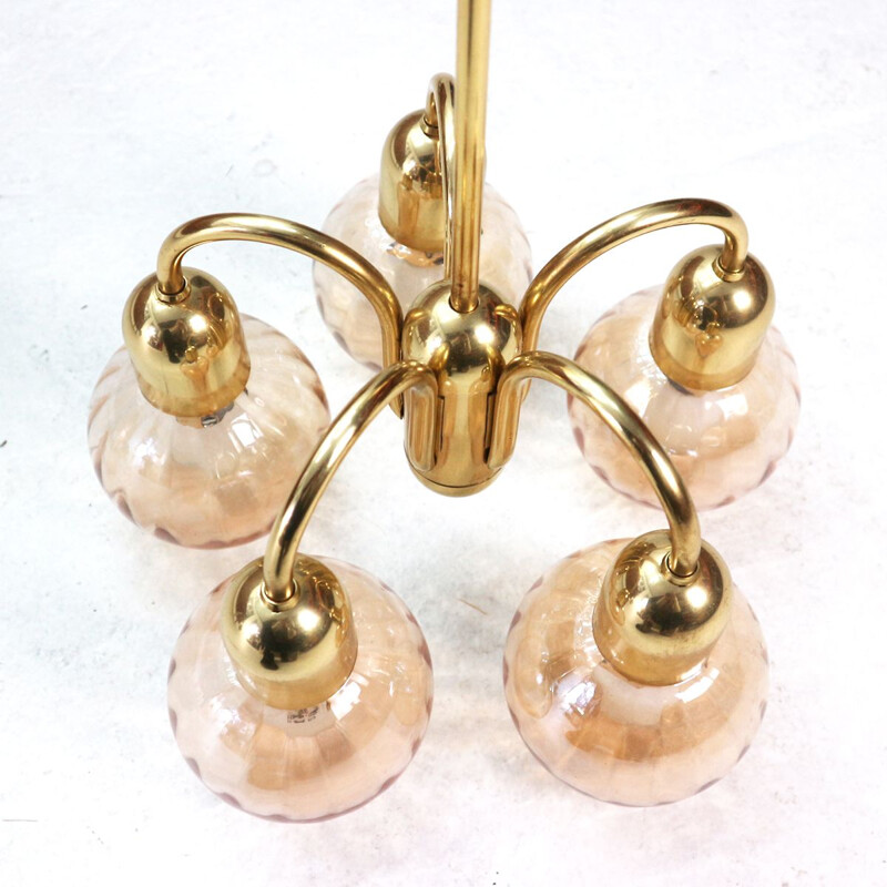 Vintage brass chandelier by Kaiser