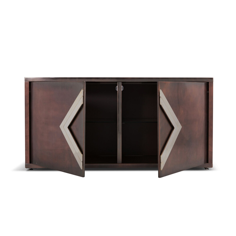 Vintage sideboard in red copper and brass by Maison Jansen