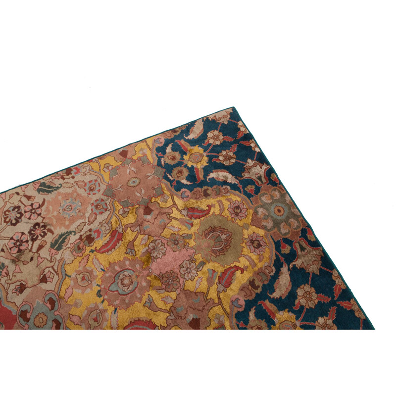 Tapis vintage indienne "Agra" en laine et soie