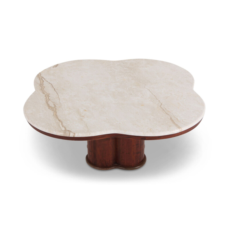 Vintage French coffee table in travertine