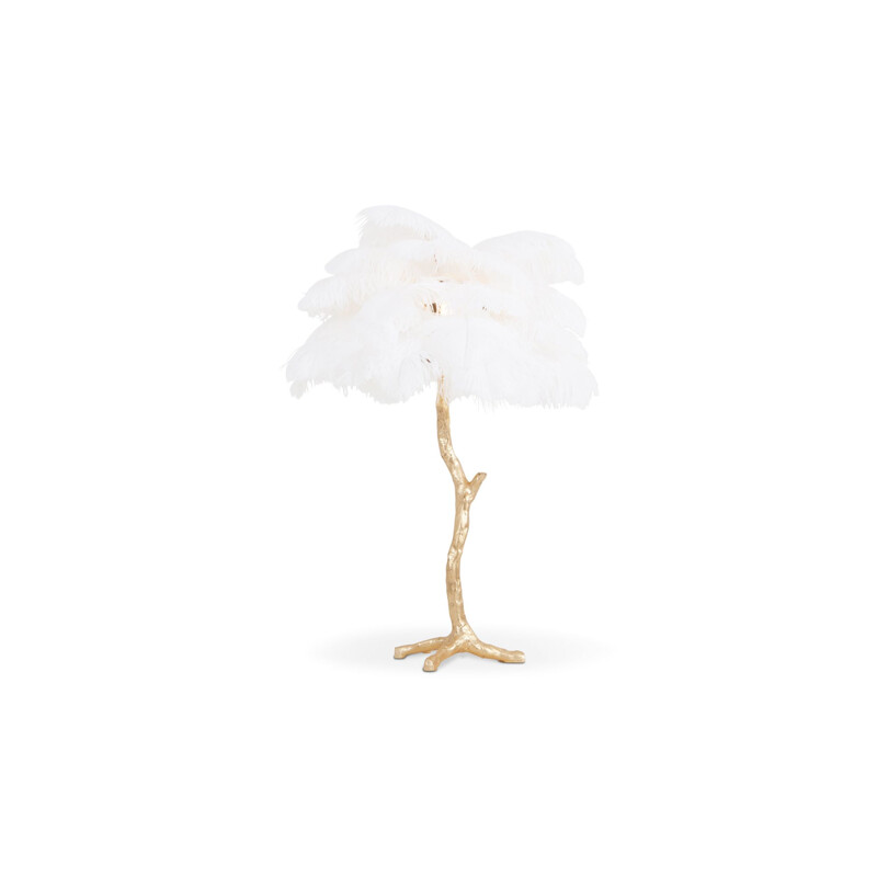 Lampe française "Palmier" avec plumes blanches