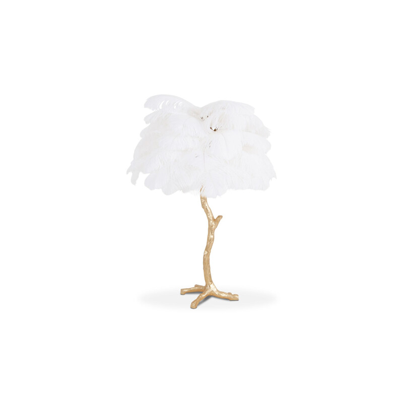 Lampe française "Palmier" avec plumes blanches