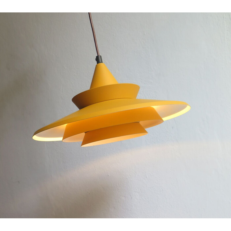 Vintage Danish pendant lamp in yellow metal