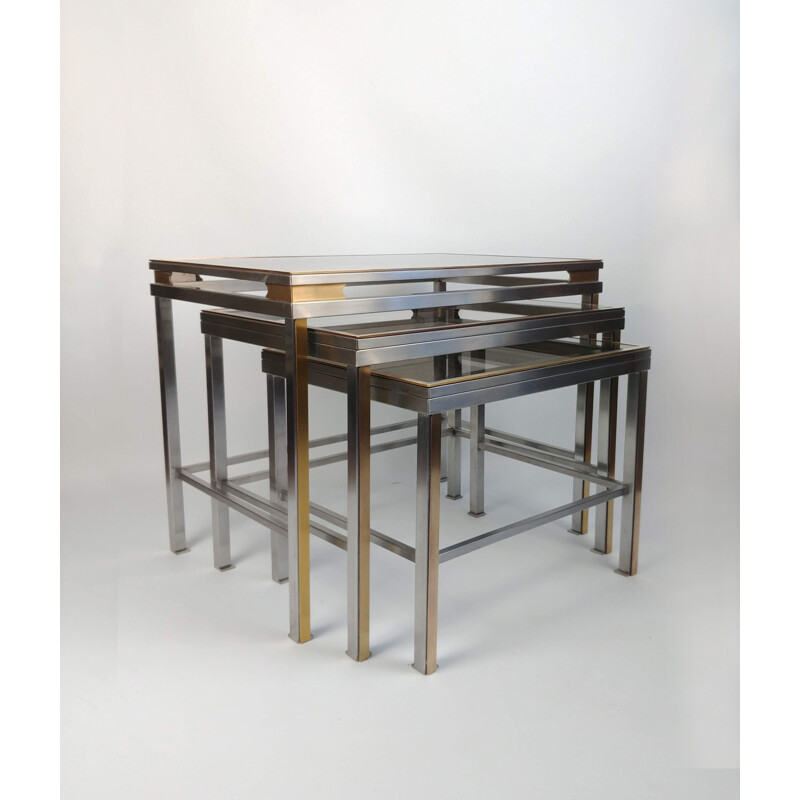 Set of 3 vintage nesting tables by Guy Lefèvre for Maison Jansen