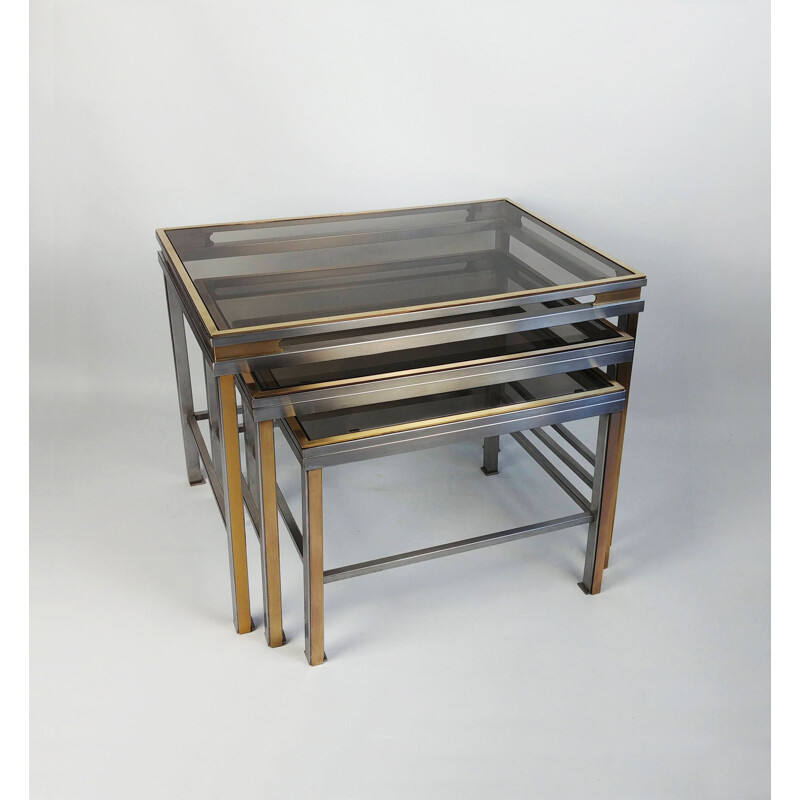 Set of 3 vintage nesting tables by Guy Lefèvre for Maison Jansen