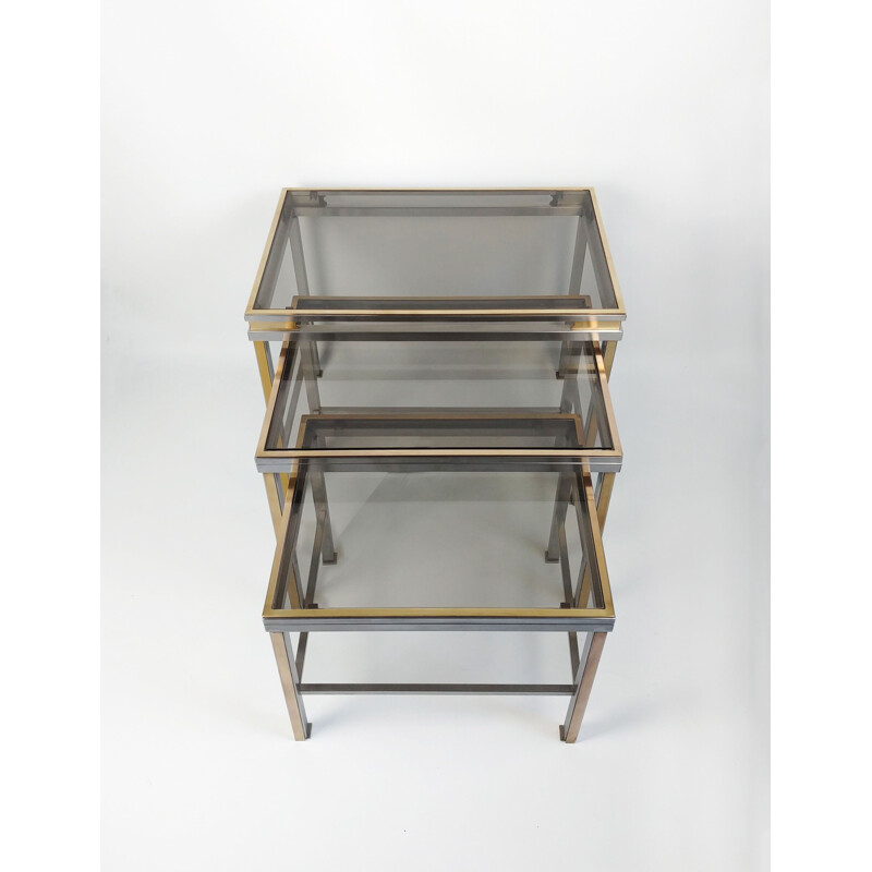 Set of 3 vintage nesting tables by Guy Lefèvre for Maison Jansen