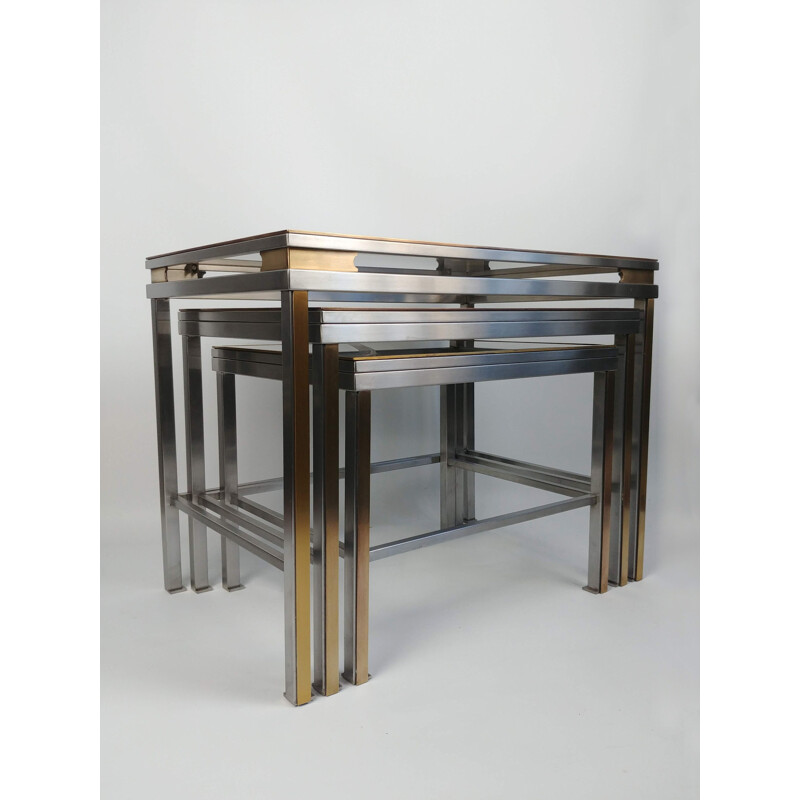 Set of 3 vintage nesting tables by Guy Lefèvre for Maison Jansen