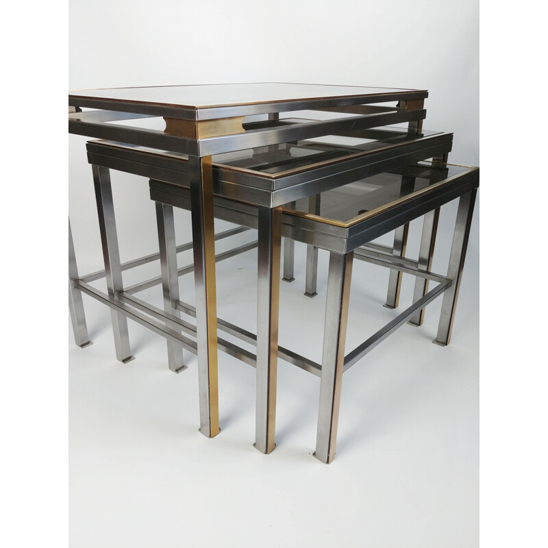 Set of 3 vintage nesting tables by Guy Lefèvre for Maison Jansen