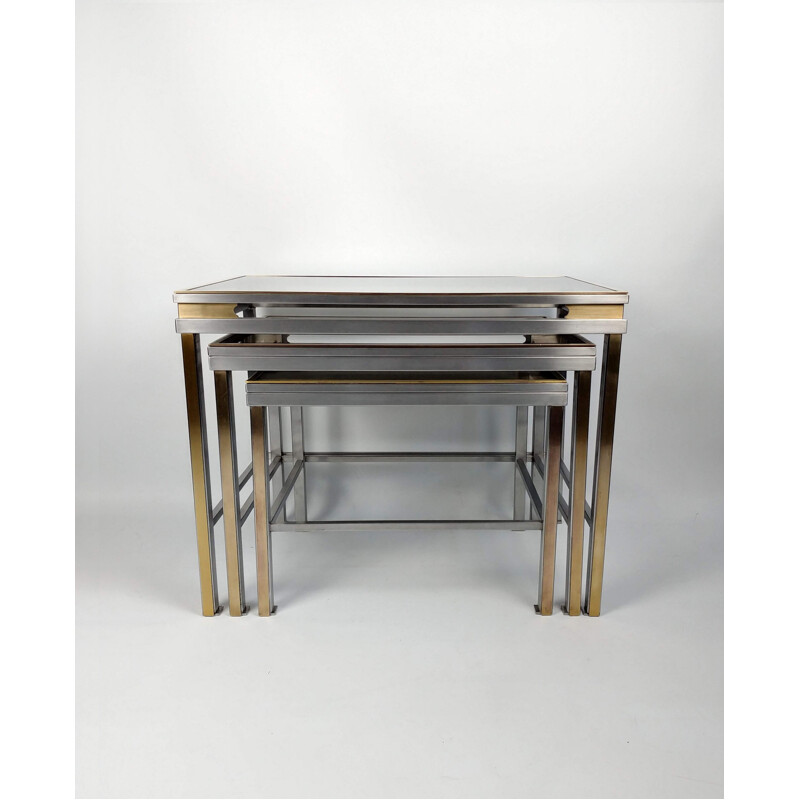 Suite de 3 tables gigognes vintage par Guy Lefèvre pour Maison Jansen