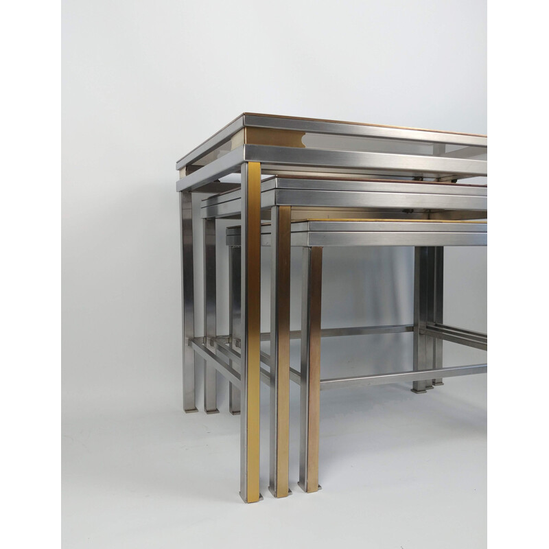 Set of 3 vintage nesting tables by Guy Lefèvre for Maison Jansen