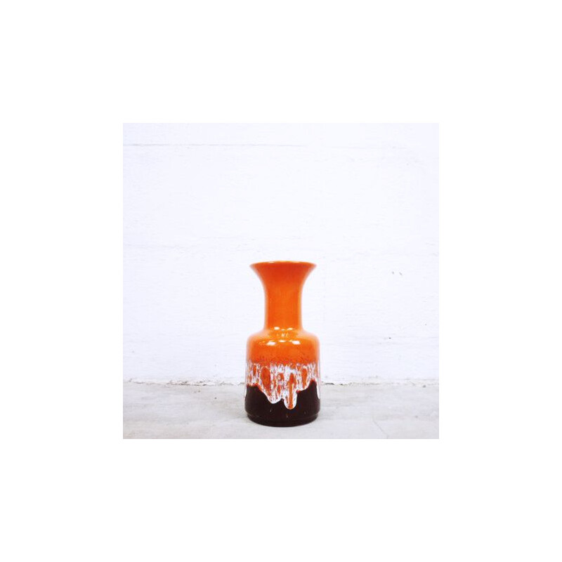 Vintage German vase in orange ceramic by JASBA