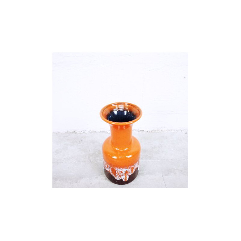 Vintage German vase in orange ceramic by JASBA