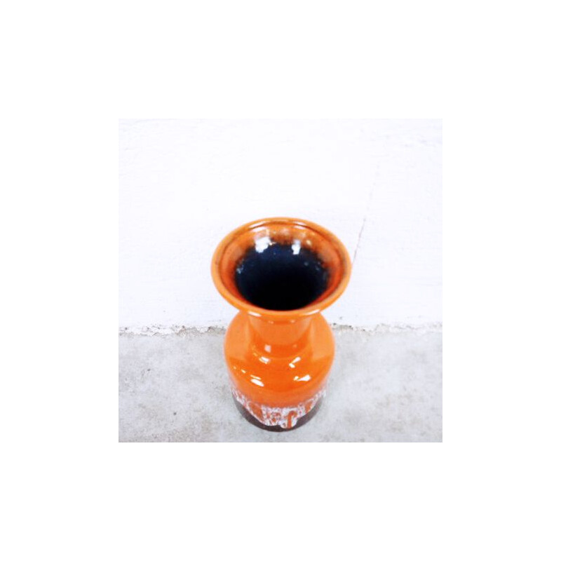 Vintage German vase in orange ceramic by JASBA