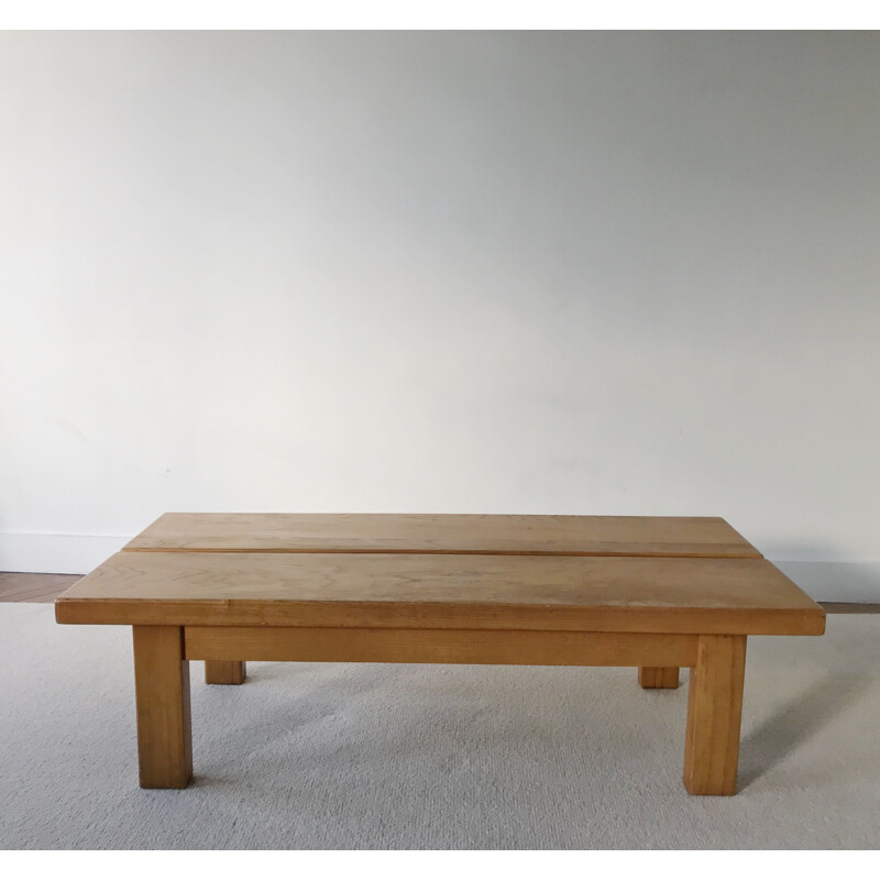 Vintage dining table in solid elm by Maison Regain