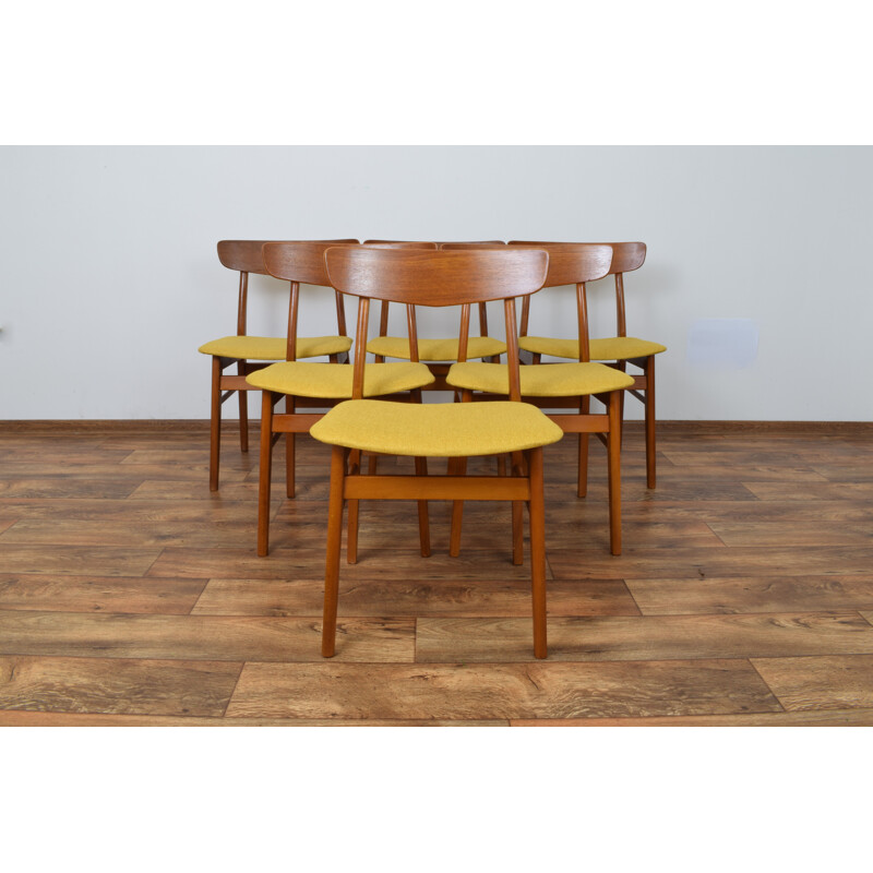 Set of 6 yellow teak chairs from Farstrup Møbelfabrik