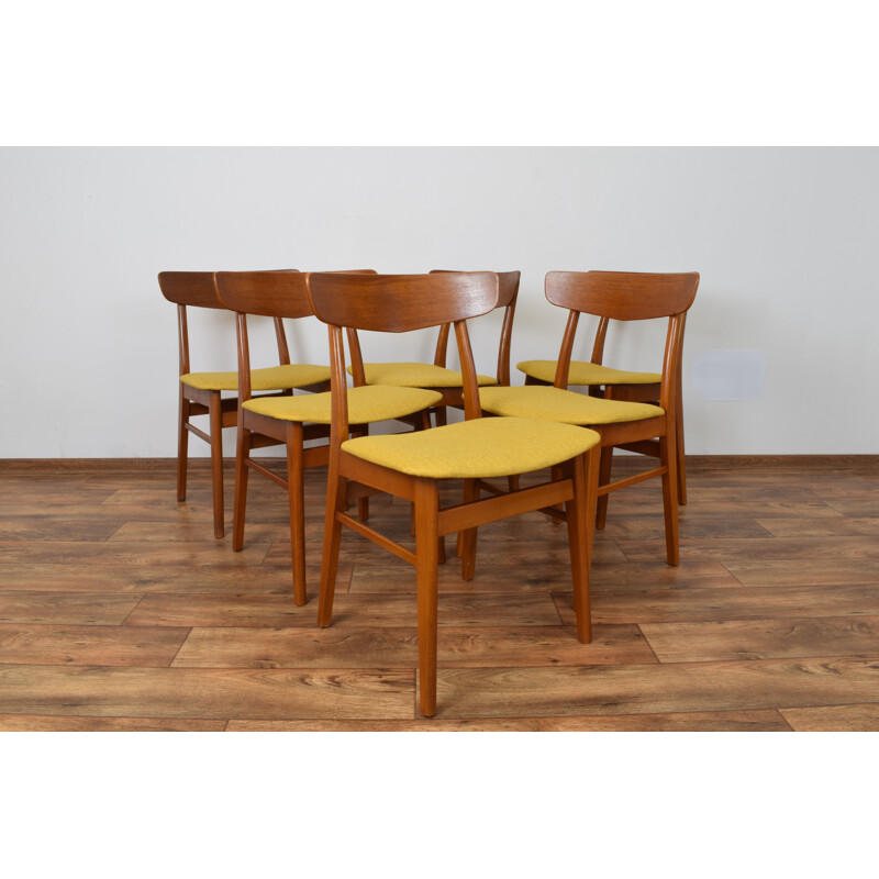Set of 6 yellow teak chairs from Farstrup Møbelfabrik