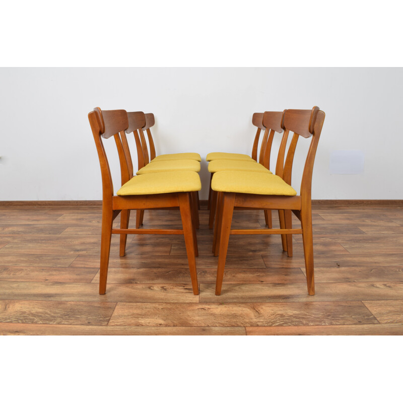 Set of 6 yellow teak chairs from Farstrup Møbelfabrik