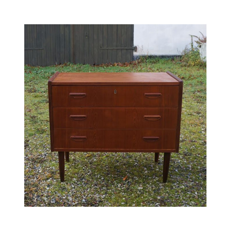 Vintage Danish teak dresser with 3 drawers