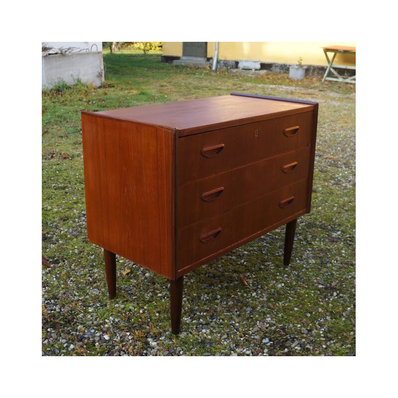 Vintage Danish teak dresser with 3 drawers