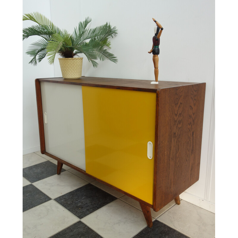 Vintage white and yellow sideboard by Jiri Jiroutek