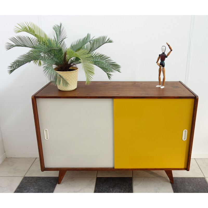 Vintage white and yellow sideboard by Jiri Jiroutek