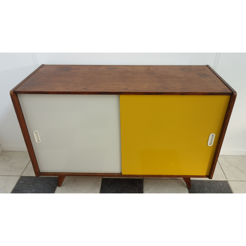 Vintage white and yellow sideboard by Jiri Jiroutek