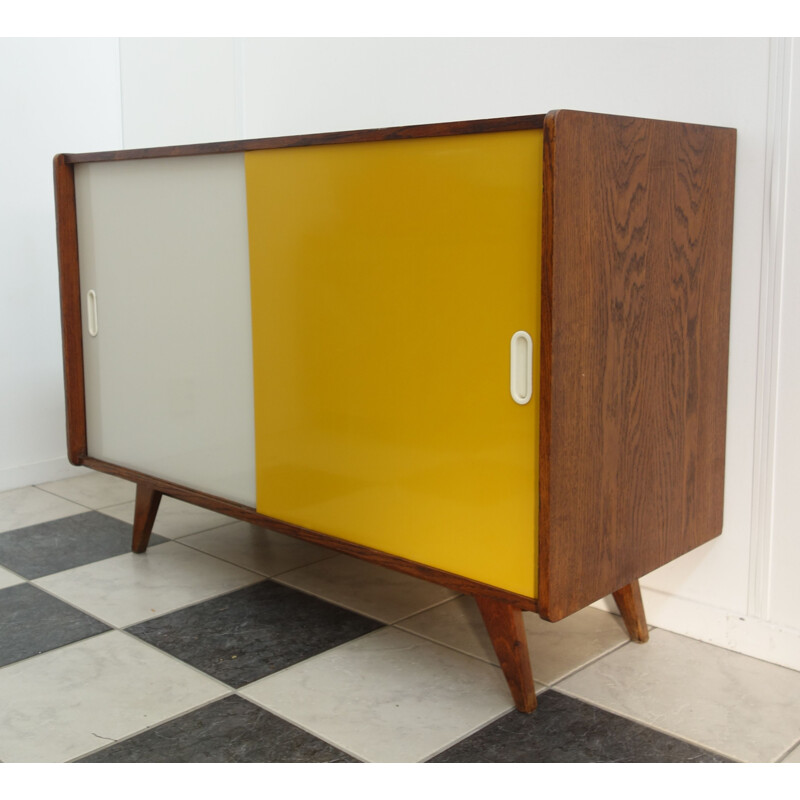 Vintage white and yellow sideboard by Jiri Jiroutek