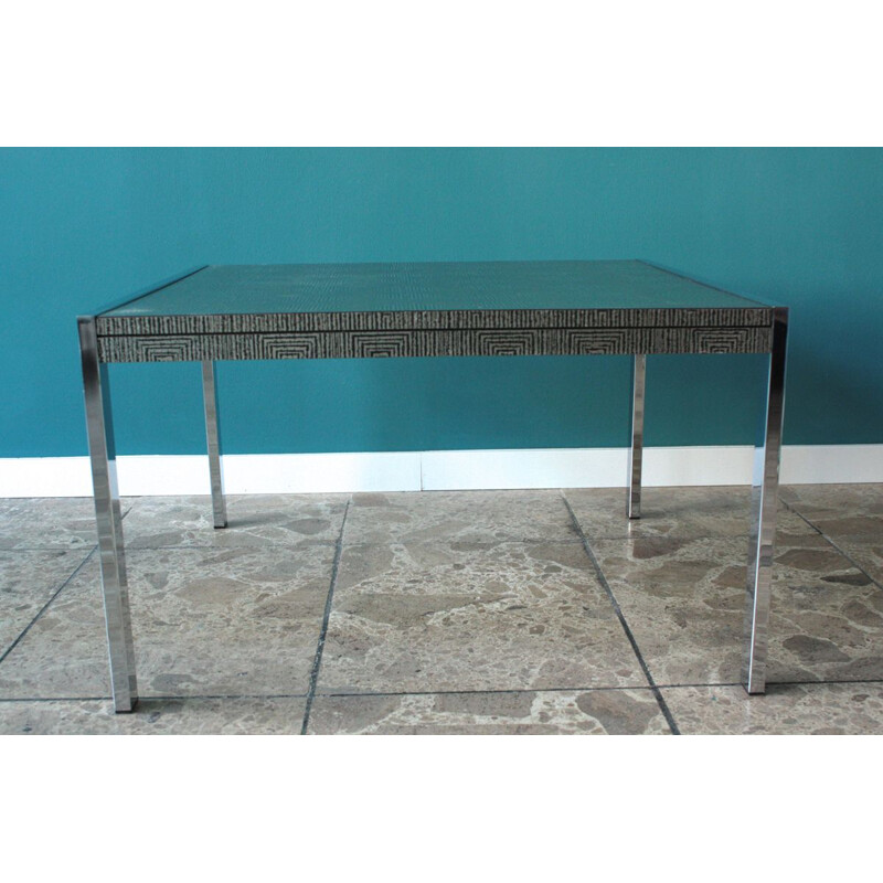 Table basse vintage en acier et aluminium