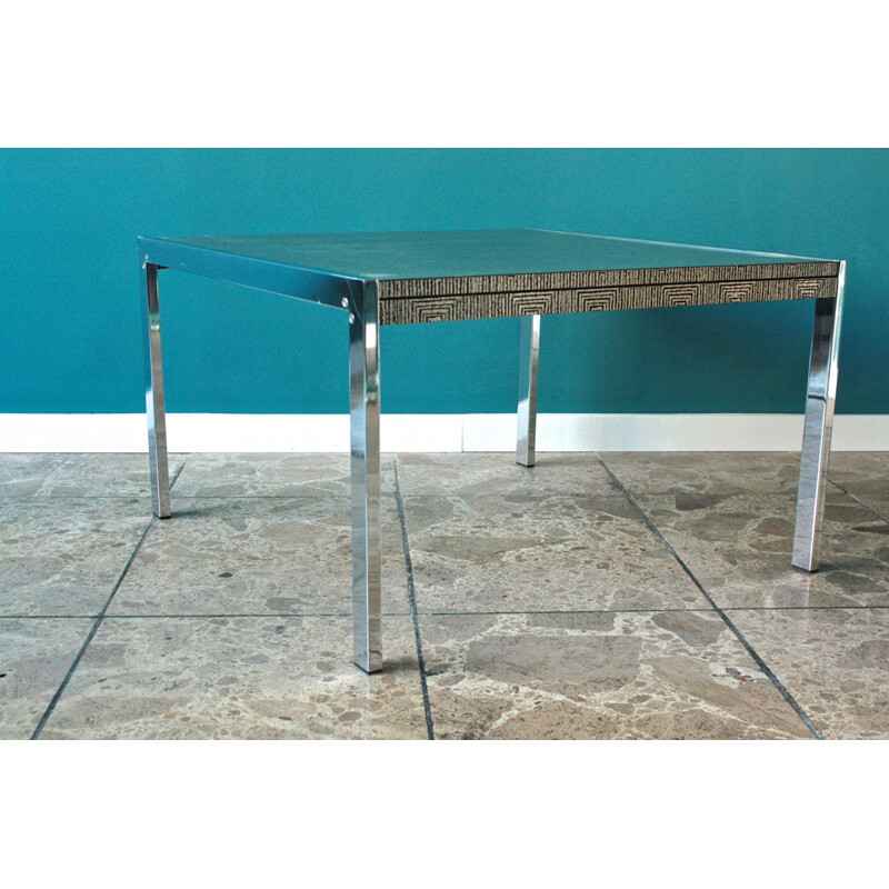 Table basse vintage en acier et aluminium