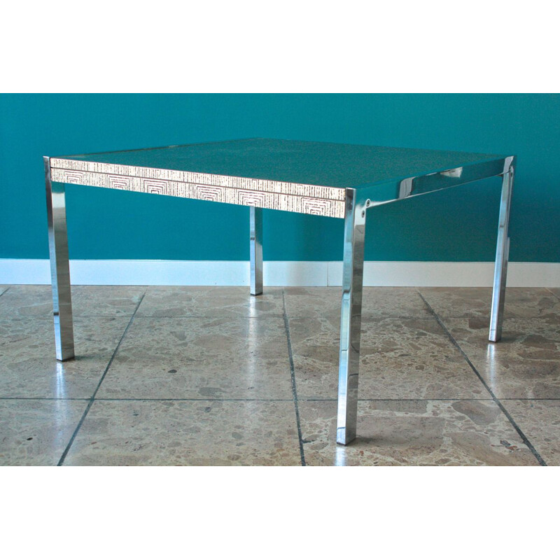 Table basse vintage en acier et aluminium