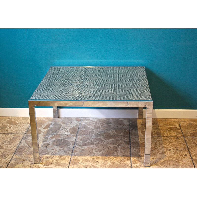 Table basse vintage en acier et aluminium