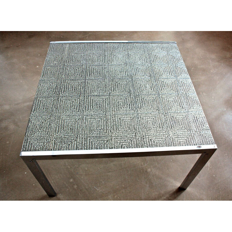 Vintage coffee table in steel and aluminum