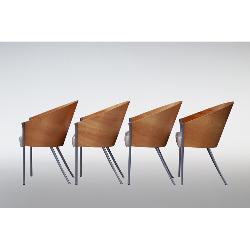 Set of 4 leather chairs by Phillipe Starck for Driade