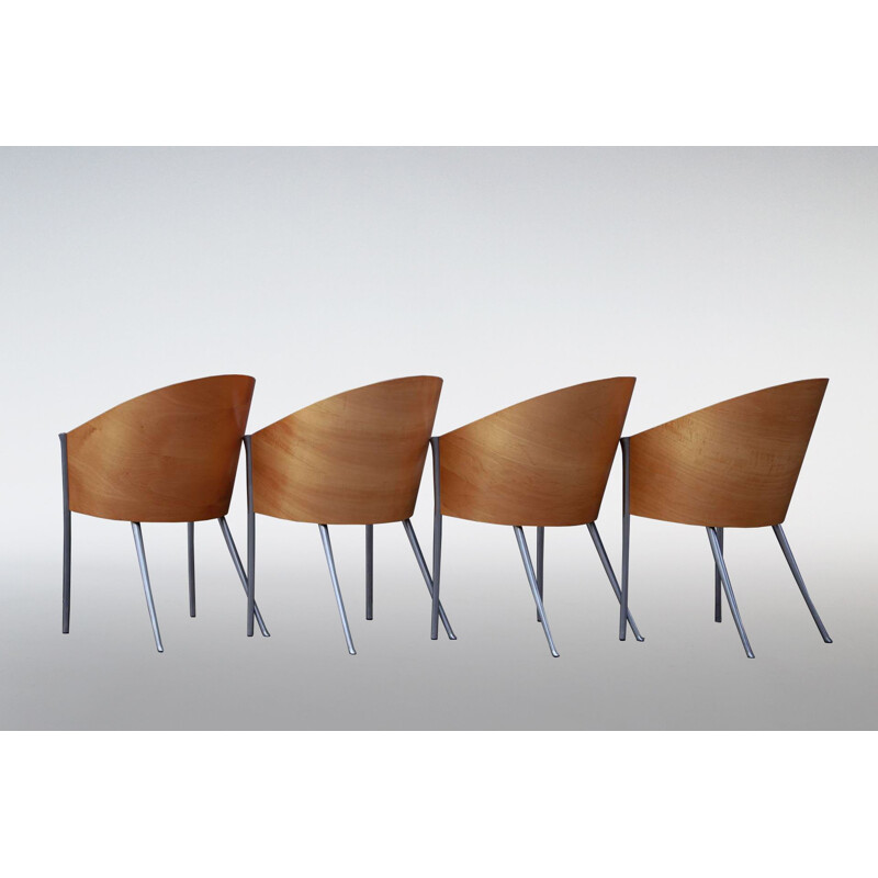 Suite de 4 chaises en cuir par Phillipe Starck pour Driade