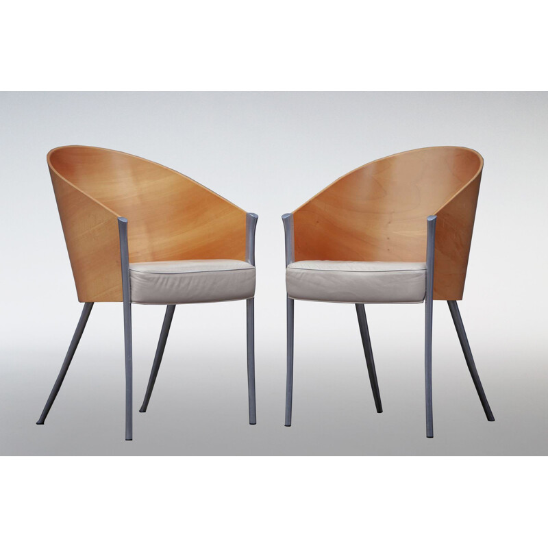 Set of 4 leather chairs by Phillipe Starck for Driade