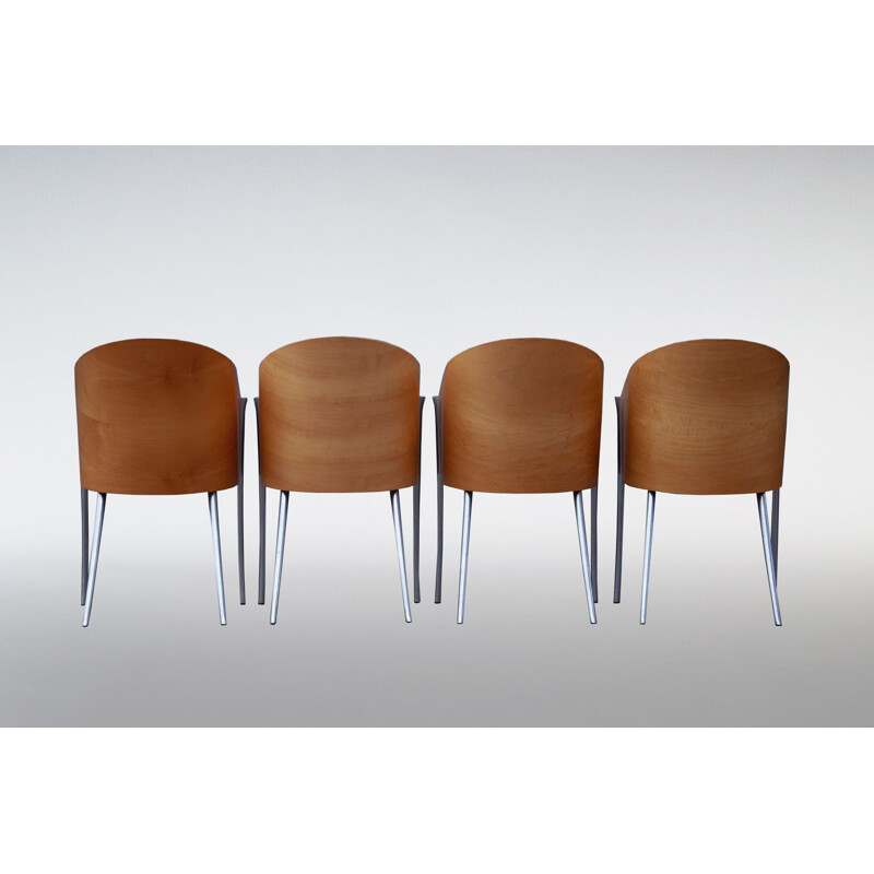 Set of 4 leather chairs by Phillipe Starck for Driade