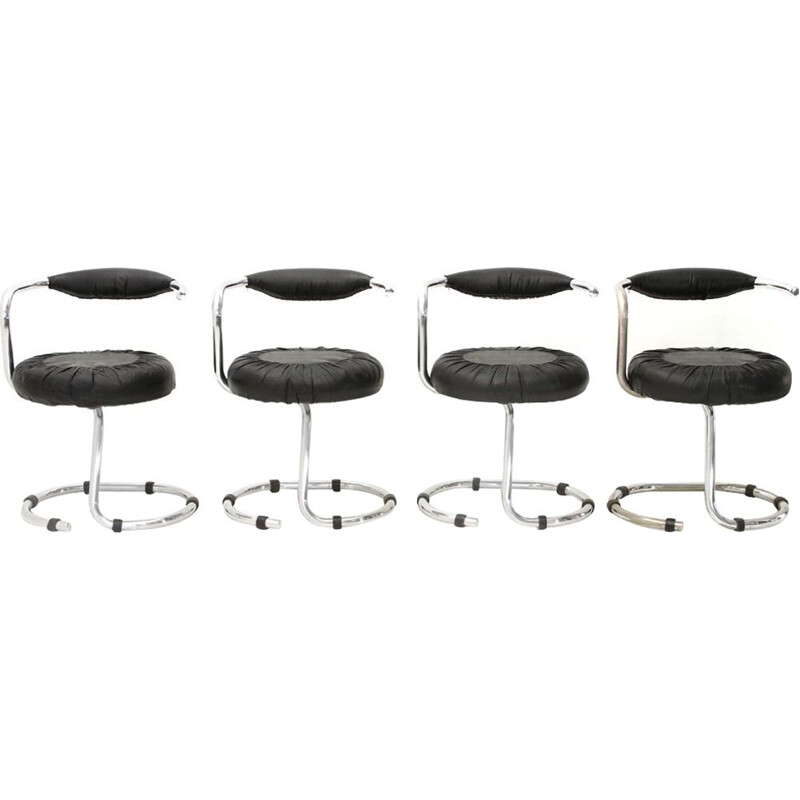 Set of 4 vintage metal chairs by Giotto Stoppino cushion