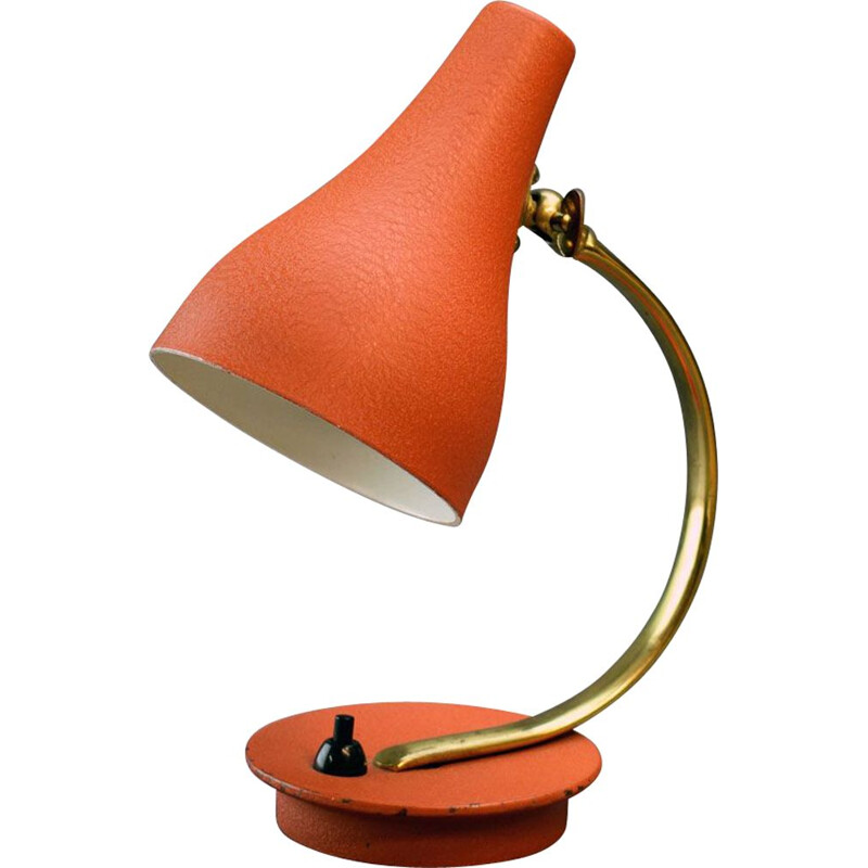 Lampe vintage en laiton et métal rouge